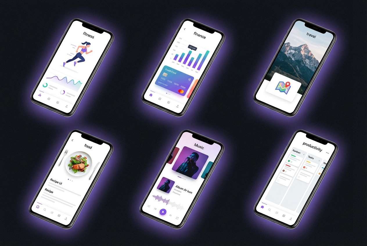 Gallery of app store screenshots generated by PerfectDeck AI