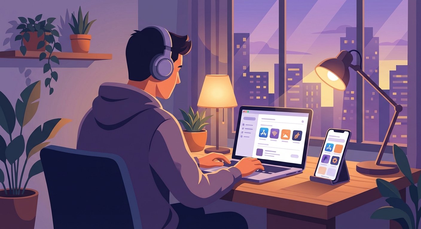 Indie developer creating app screenshots